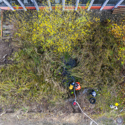 Teich wird abgepumpt
