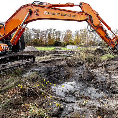 Teich wird ausgebaggert